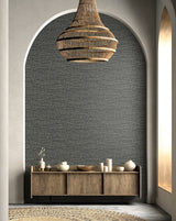 Tatiana Waves Charcoal by Neutral Elements Abstract Metallic Accent Wallpaper – Seabrook Designs EL20800