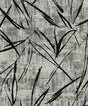 Abstract brushstroke wallpaper in black over a textured gray ground with metallic accents