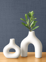 Vespia Stormy Bay by Seabrook Designs Matte Faux Linen Nonwoven Wallpaper- Seabrook Designs EL21144