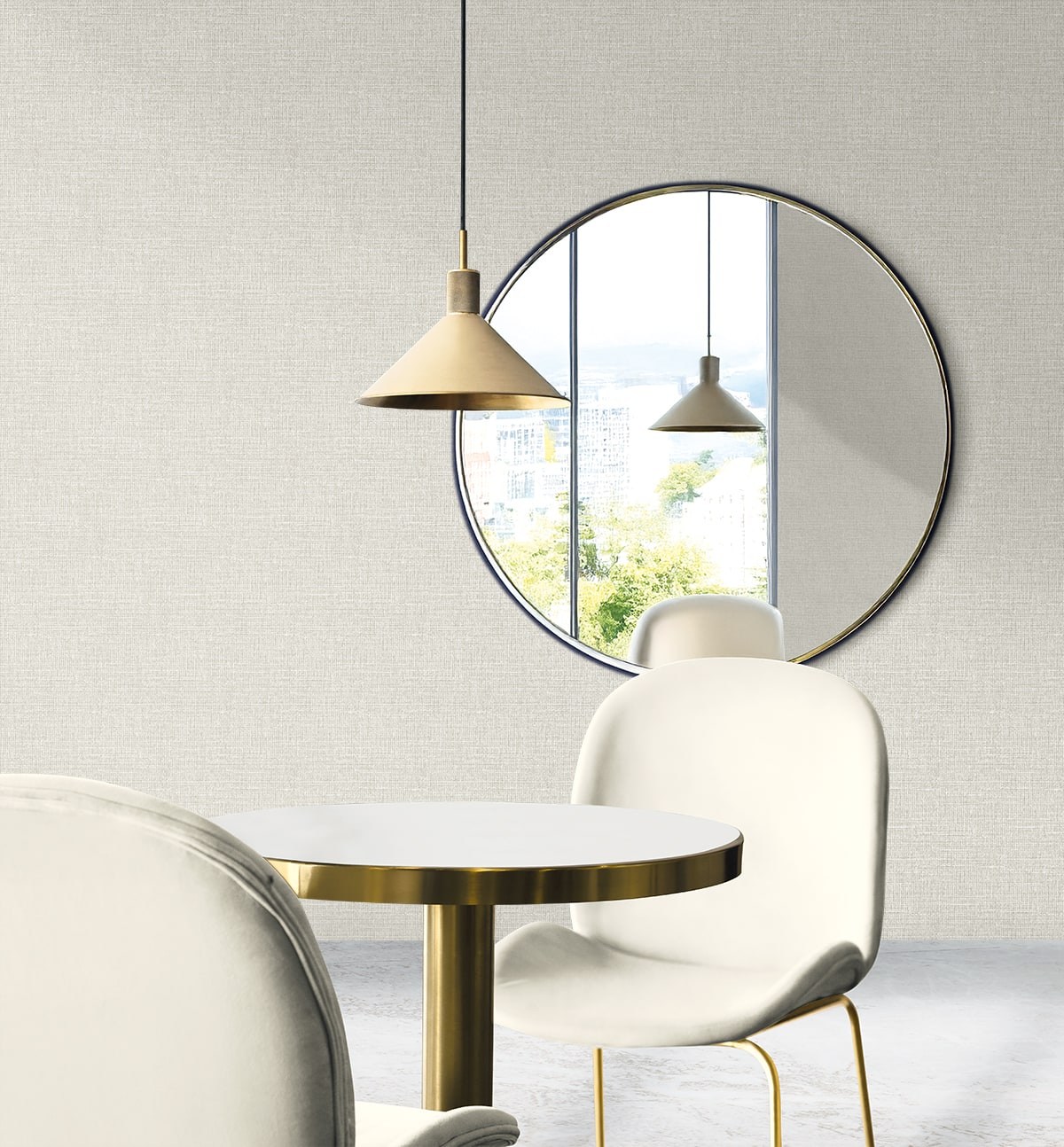 Aureline Grey Mist by Neutral Elements Faux Linen Texture Wallpaper- Seabrook Designs EL21320