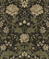 Honeysuckle Floral Brown & Sage by Etten Prepasted Wallcoverings Prepasted Vintage Floral Wallpaper – Etten Studios EP10006 -Sample