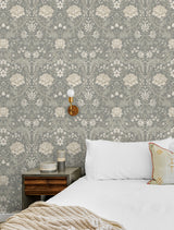 Honeysuckle Daydream Grey by Etten Prepasted Wallcoverings Floral Wallpaper – Etten Studios EP10008-Sample