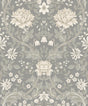 Daydream Grey vintage honeysuckle floral prepasted wallpaper with matte finish and straight match.