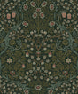 Victorian Garden Floral wallpaper in Greenery with vintage botanical flowers, matte finish