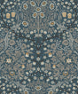 Victorian Garden Floral wallpaper in Aegean Blue & Warm Stone colorway (matte finish)