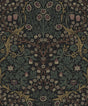 Victorian Garden Floral wallpaper pattern with vintage florals and vines in deep black, green, and tan tones.