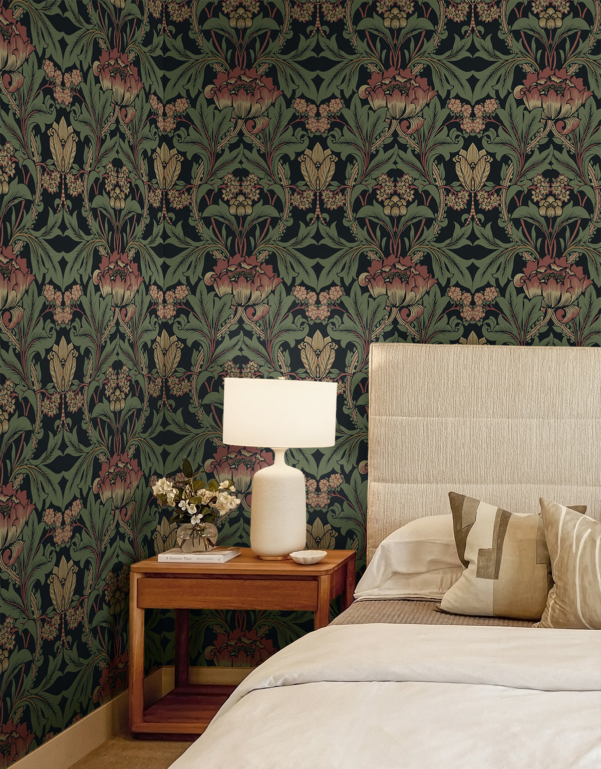 Primrose Garden Floral Wrought Iron & Clay by Etten Studios Prepasted Floral Wallpaper – Etten Studios EP10201
