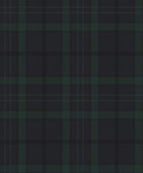 Dark blue and evergreen tartan plaid prepasted wallpaper pattern.