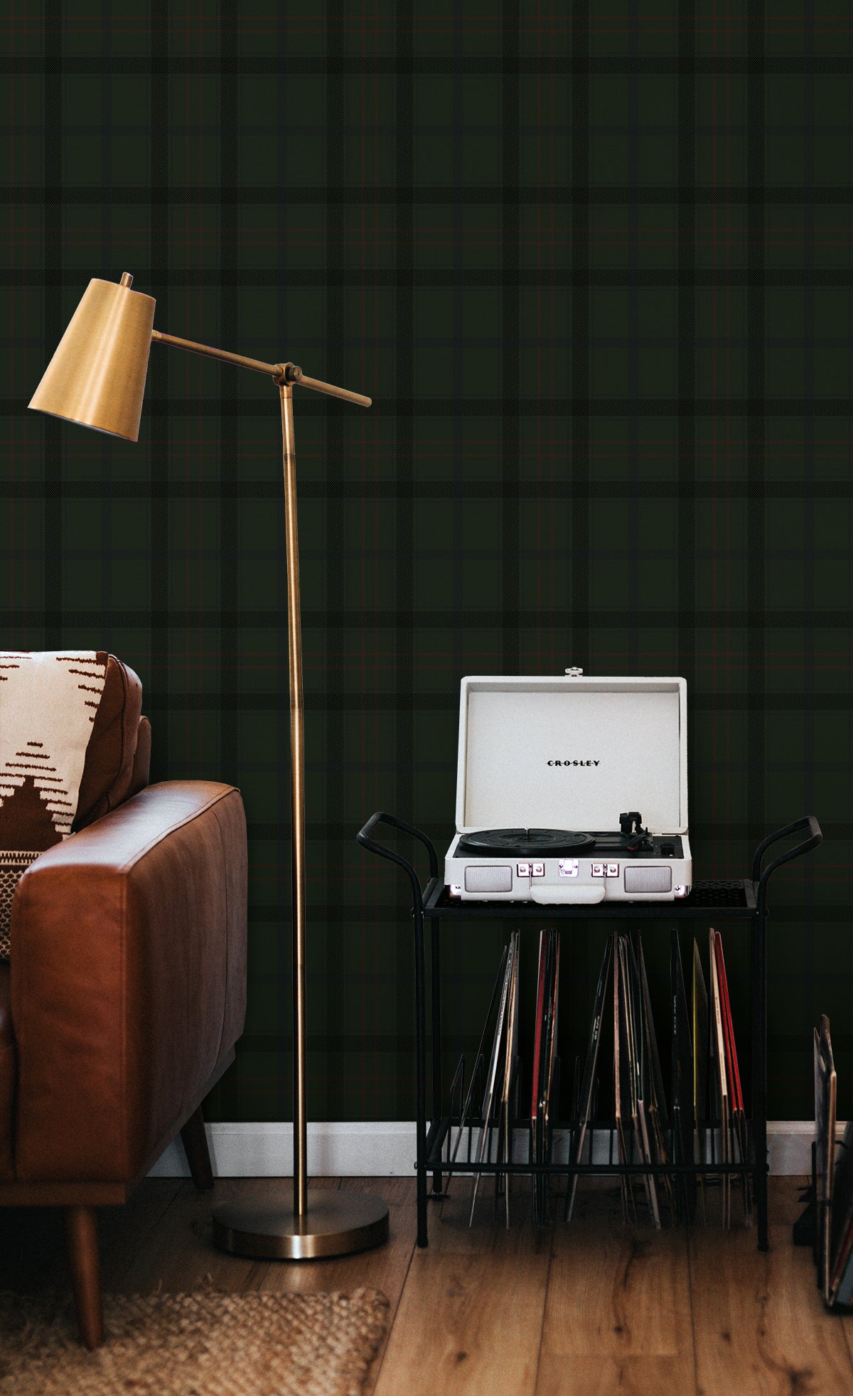 Tailor Plaid Greenery by Etten Prepasted Wallcoverings Prepasted Plaid Wallpaper – Etten Studios EP10304 -Sample