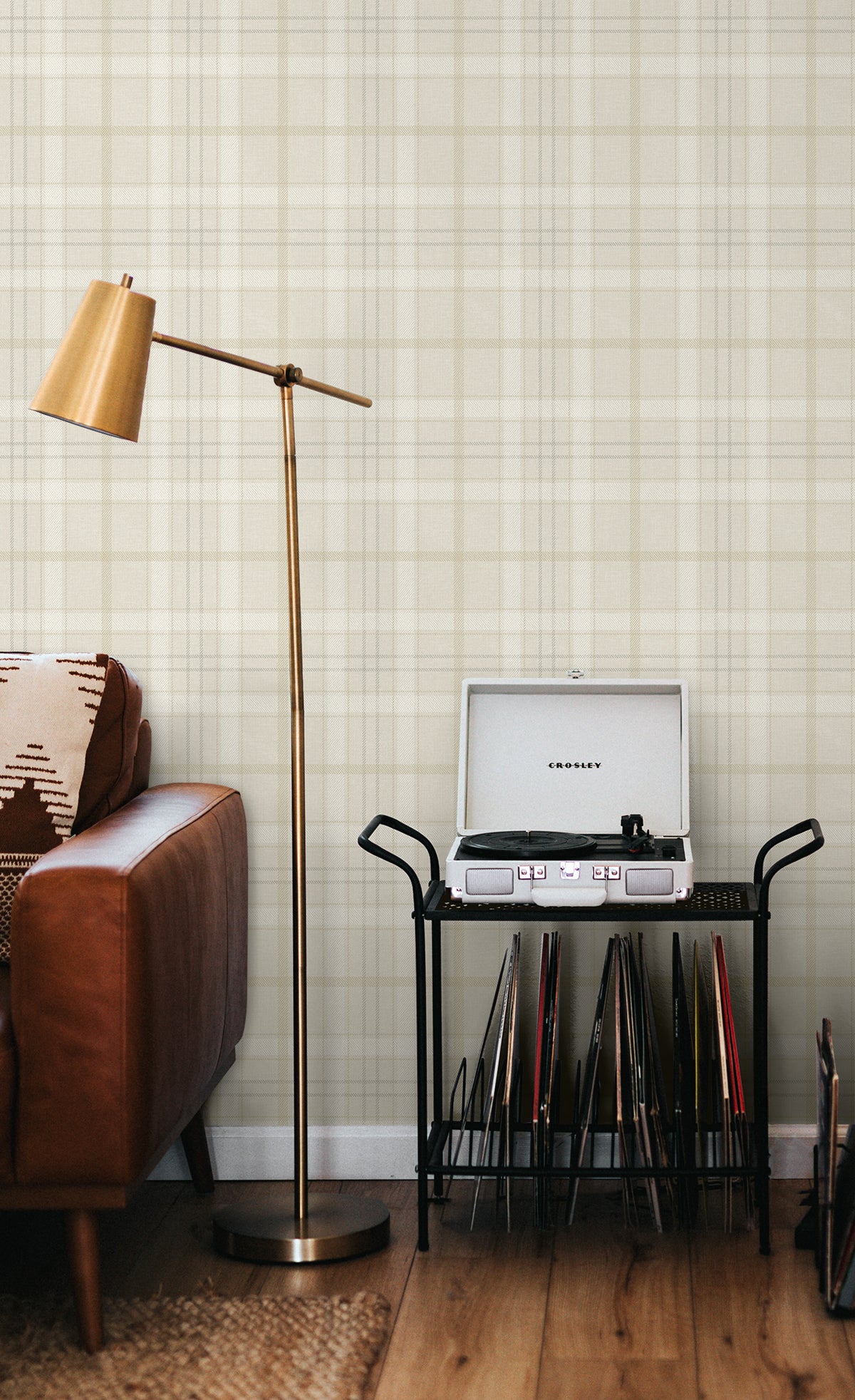 Tailor Plaid Neutral by Etten Prepasted Wallcoverings Prepasted Plaid Wallpaper – Etten Studios EP10307-Sample