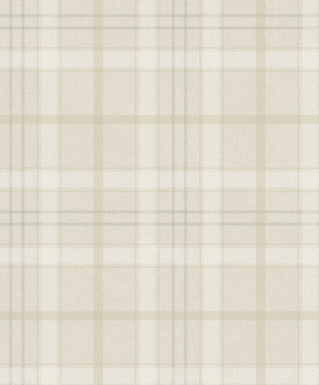 Tailor Plaid Neutral prepasted wallpaper pattern in beige tones