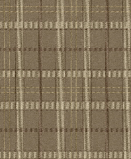 Tailor Plaid wallpaper in Cafe Latte brown tones (swatch)
