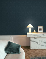 Tonal Bird Garden Slate Blue by Etten Prepasted Wallcoverings Vintage Botanical Wallpaper – Etten Studios EP10402