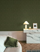 Tonal Bird Garden Moss Green by Etten Studios Prepasted Botanical Wallpaper – Etten Studios EP10404