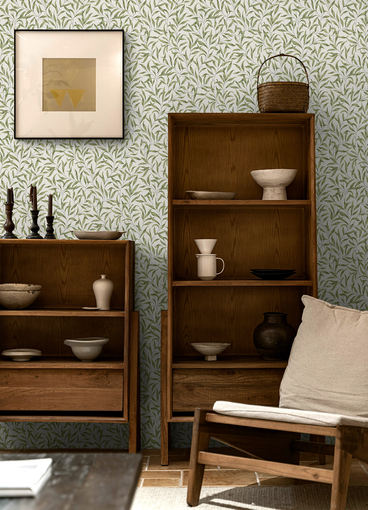 Willow Trail Sprig Green by Etten Prepasted Wallcoverings Botanical Trail Wallpaper – Etten Studios EP10504