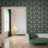 Pimpernel Garden Bluestone & Clay by Etten Prepasted Wallcoverings Botanical Vintage Wallpaper – Etten Studios EP10602