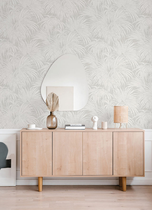 Cassava Palm Neutral Peel & Stick Wallpaper with Modern Botanical Leaf Pattern - NuWallpaper ESS6015
