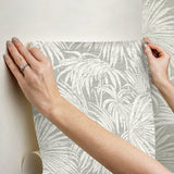 Cassava Palm Neutral Peel & Stick Wallpaper with Modern Botanical Leaf Pattern - NuWallpaper ESS6015