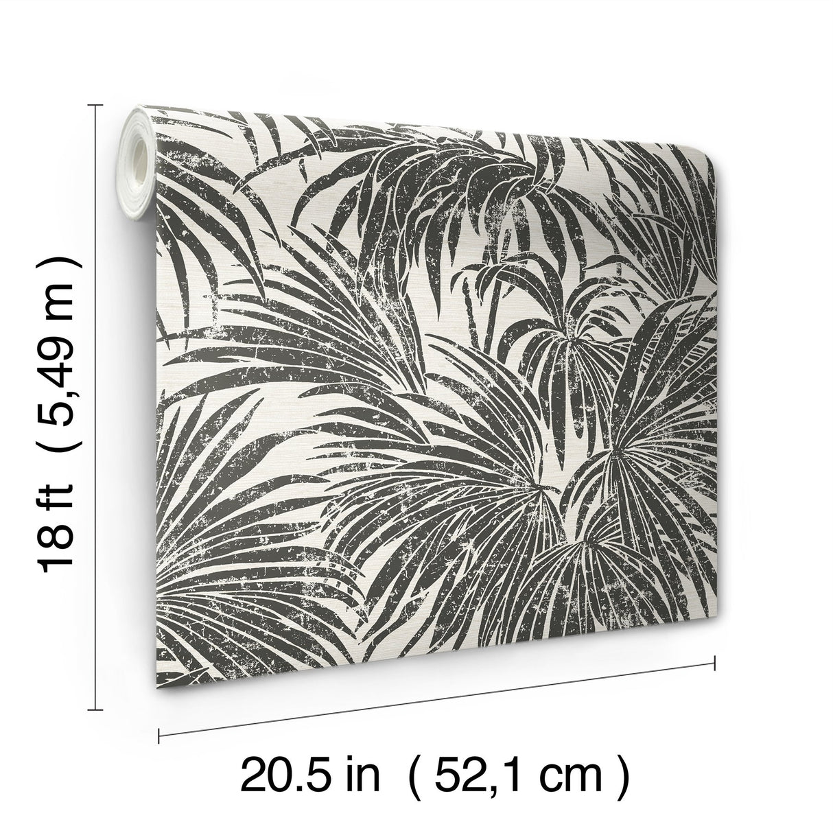 Cassava Palm Black & White Peel & Stick Wallpaper with Modern Botanical Leaves Pattern - NuWallpaper ESS6016