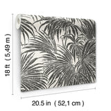 Cassava Palm Black & White Peel & Stick Wallpaper with Modern Botanical Leaves Pattern - NuWallpaper ESS6016