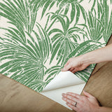 Cassava Palm Green Peel & Stick Wallpaper with Botanical Leaf Motif - NuWallpaper ESS6017