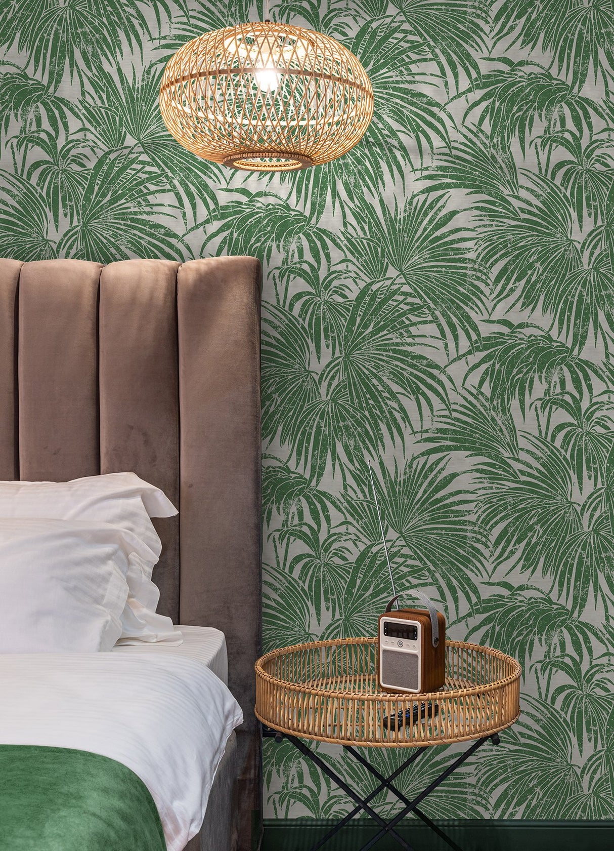 Cassava Palm Green Peel & Stick Wallpaper with Botanical Leaf Motif - NuWallpaper ESS6017