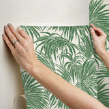 Cassava Palm Green Peel & Stick Wallpaper with Botanical Leaf Motif - NuWallpaper ESS6017