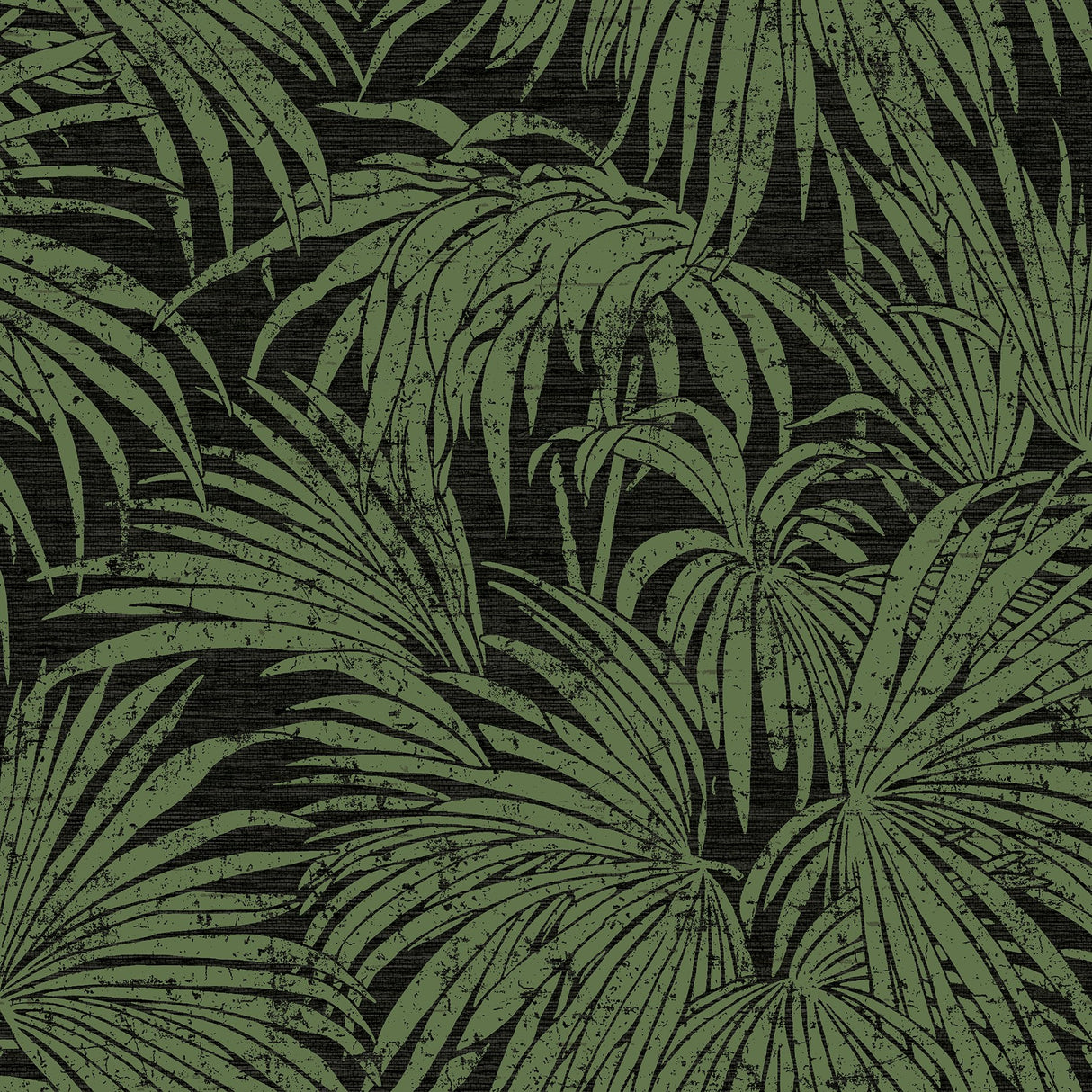 Cassava Palm Black & Green Peel & Stick Wallpaper with Botanical Leaves Modern Style - NuWallpaper ESS6018