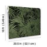 Cassava Palm Black & Green Peel & Stick Wallpaper with Botanical Leaves Modern Style - NuWallpaper ESS6018