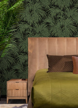 Cassava Palm Black & Green Peel & Stick Wallpaper with Botanical Leaves Modern Style - NuWallpaper ESS6018