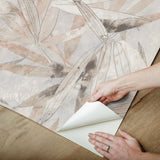 Bali Bamboo Neutral Peel & Stick Wallpaper with Modern Botanical Leaf Motif - Brewster ESS6019