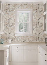 Bali Bamboo Neutral Peel & Stick Wallpaper with Modern Botanical Leaf Motif - Brewster ESS6019