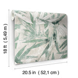 Bali Bamboo Jade Peel & Stick Wallpaper with Modern Botanical Leaf Pattern - NuWallpaper ESS6020
