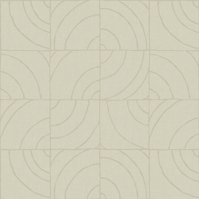 Batik Blok Taupe Peel & Stick Wallpaper with Metallic Geometric Abstract Motif - ESS6021