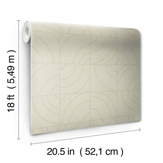 Batik Blok Taupe Peel & Stick Wallpaper with Metallic Geometric Abstract Motif - ESS6021