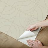 Batik Blok Taupe Peel & Stick Wallpaper with Metallic Geometric Abstract Motif - ESS6021