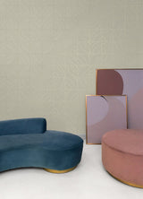Batik Blok Taupe Peel & Stick Wallpaper with Metallic Geometric Abstract Motif - ESS6021