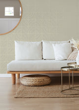 Batik Blok Taupe Peel & Stick Wallpaper with Metallic Geometric Abstract Motif - ESS6021