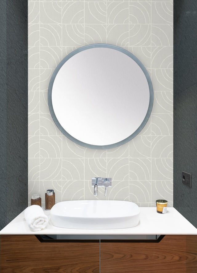 Batik Blok Grey Peel & Stick Wallpaper with Modern Geometric Abstract Pattern - NuWallpaper ESS6022