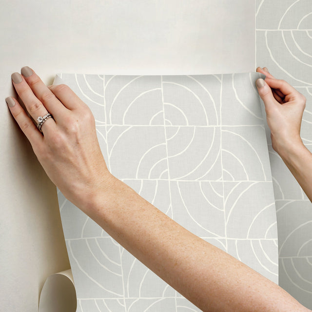 Batik Blok Grey Peel & Stick Wallpaper with Modern Geometric Abstract Pattern - NuWallpaper ESS6022