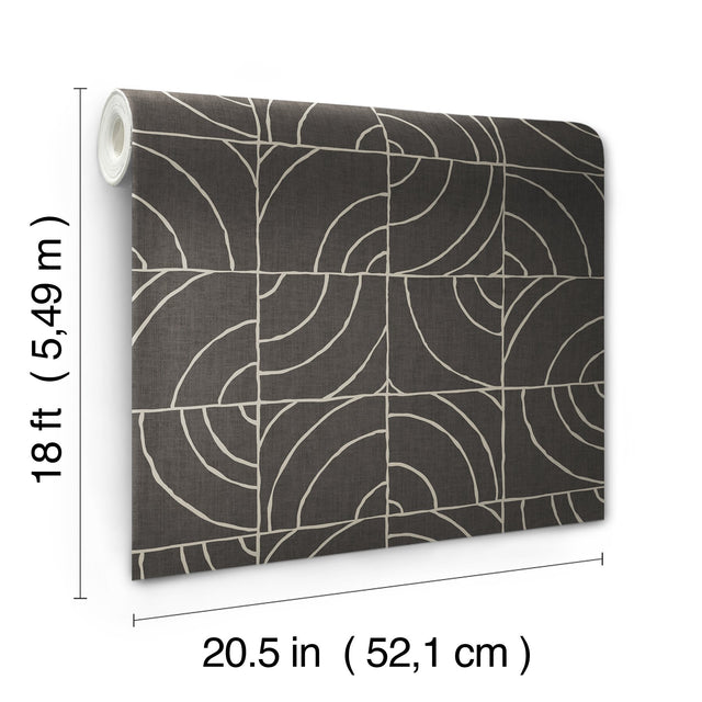 Batik Blok Charcoal Peel & Stick Wallpaper