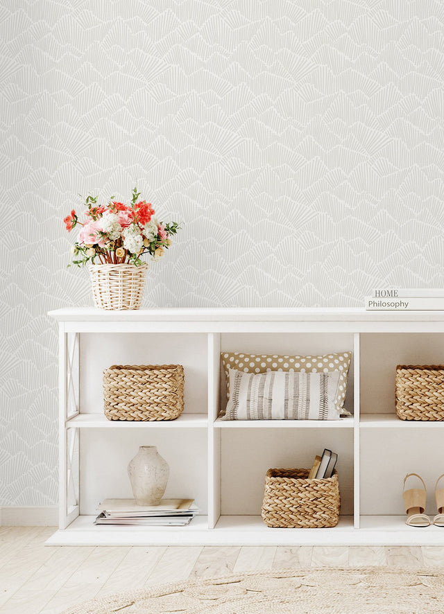 Ridge & Valley Grey Peel & Stick Wallpaper with Modern Geometric Abstract Pattern - NuWallpaper ESS6024