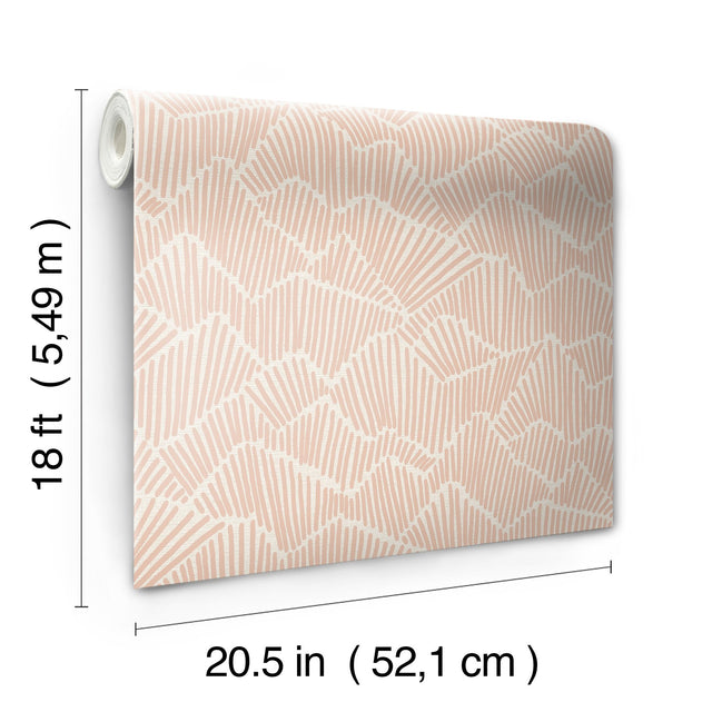 Ridge & Valley Clay Peel & Stick Wallpaper with Modern Geometric Pattern - NuWallpaper ESS6025
