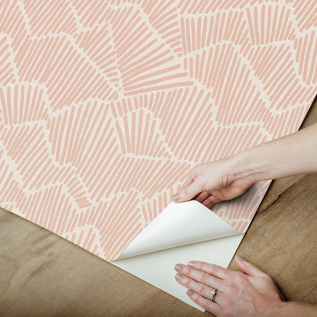 Ridge & Valley Clay Peel & Stick Wallpaper with Modern Geometric Pattern - NuWallpaper ESS6025