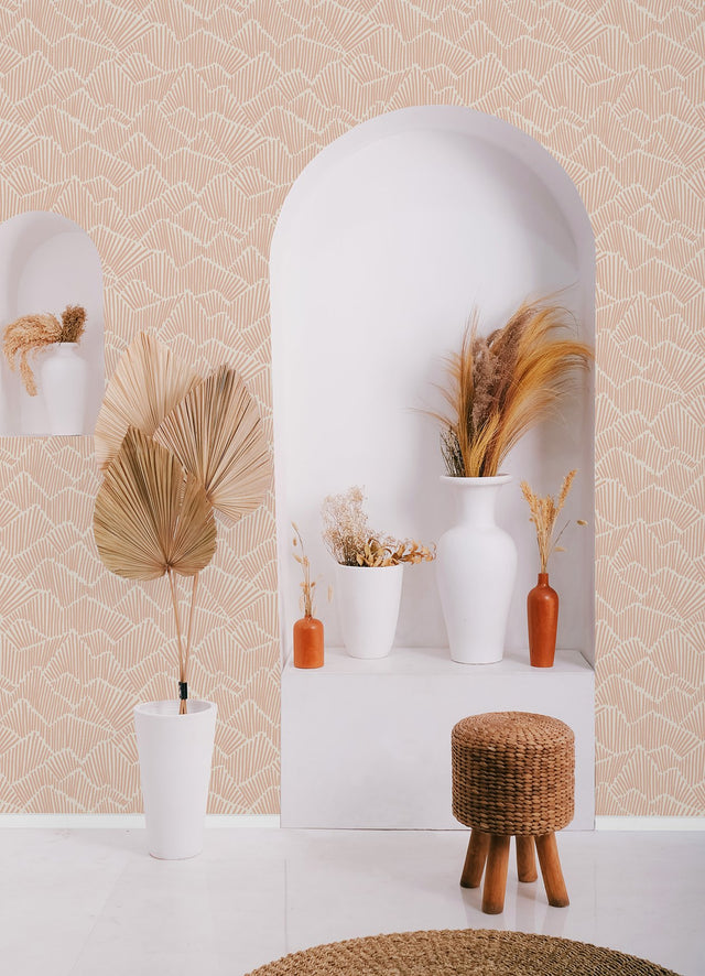 Ridge & Valley Clay Peel & Stick Wallpaper with Modern Geometric Pattern - NuWallpaper ESS6025