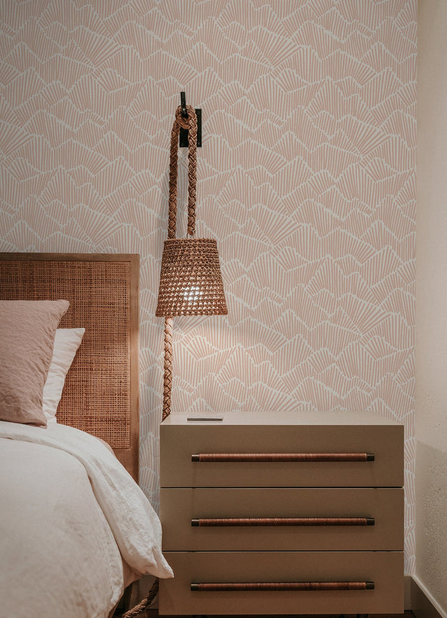 Ridge & Valley Clay Peel & Stick Wallpaper with Modern Geometric Pattern - NuWallpaper ESS6025