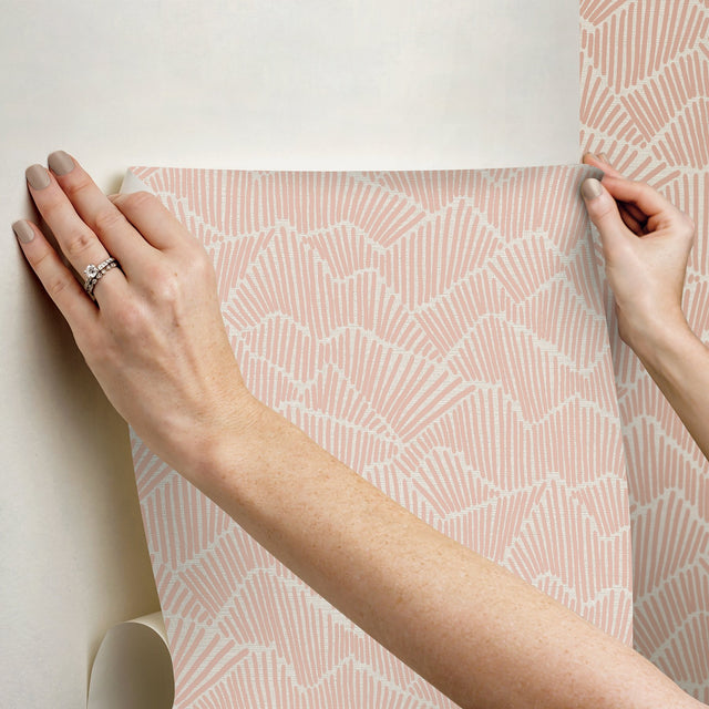 Ridge & Valley Clay Peel & Stick Wallpaper with Modern Geometric Pattern - NuWallpaper ESS6025