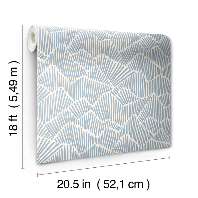 Ridge & Valley Periwinkle Peel & Stick Wallpaper with Modern Geometric Pattern - Brewster ESS6026