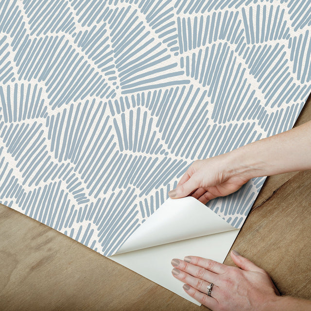 Ridge & Valley Periwinkle Peel & Stick Wallpaper with Modern Geometric Pattern - Brewster ESS6026