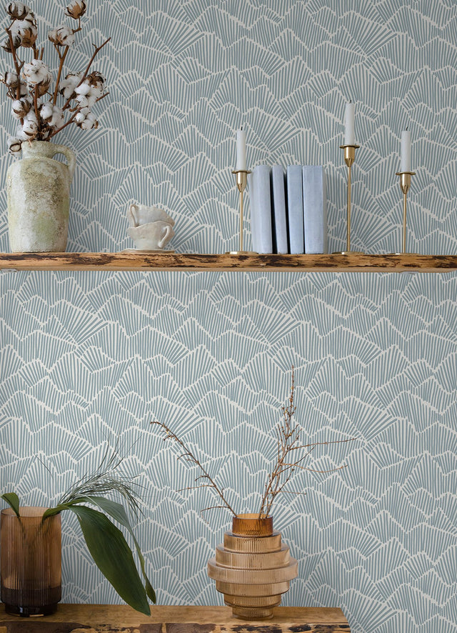 Ridge & Valley Periwinkle Peel & Stick Wallpaper with Modern Geometric Pattern - Brewster ESS6026